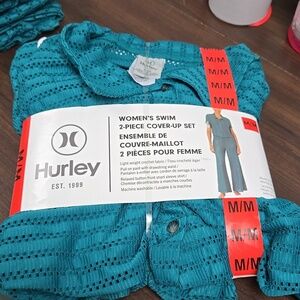 Hurley Size M Teal 2-Piece Swim Cover-Up Set